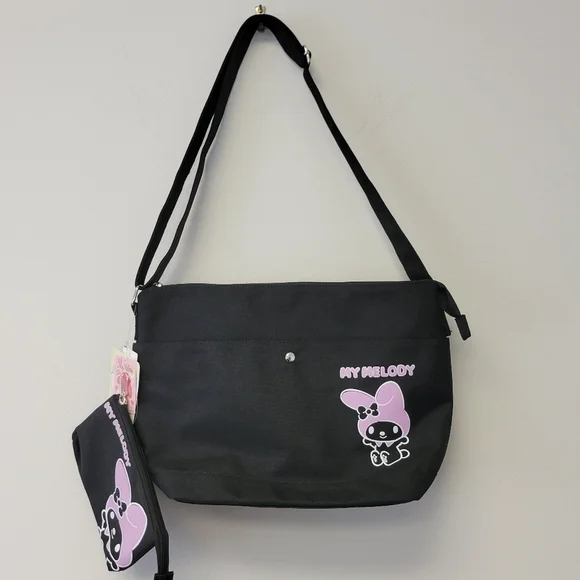 Sanrio My Melody Crossbody Bag & Pouch Black - Picture 1 of 11